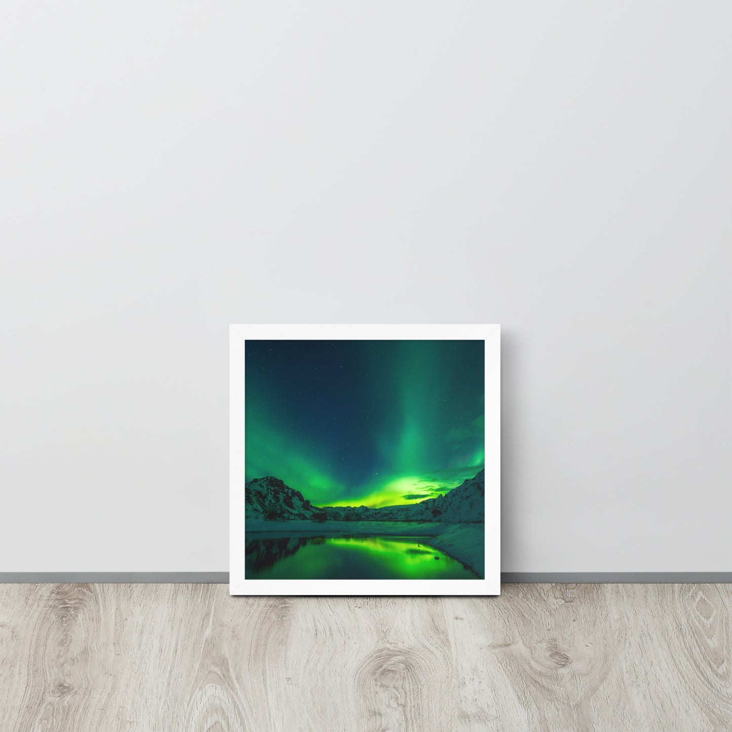 Icy Lake Aurora Framed Poster