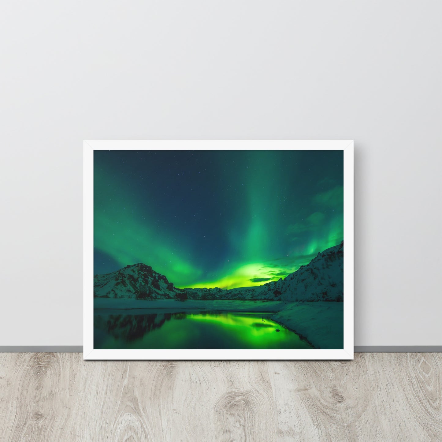Icy Lake Aurora Framed Poster